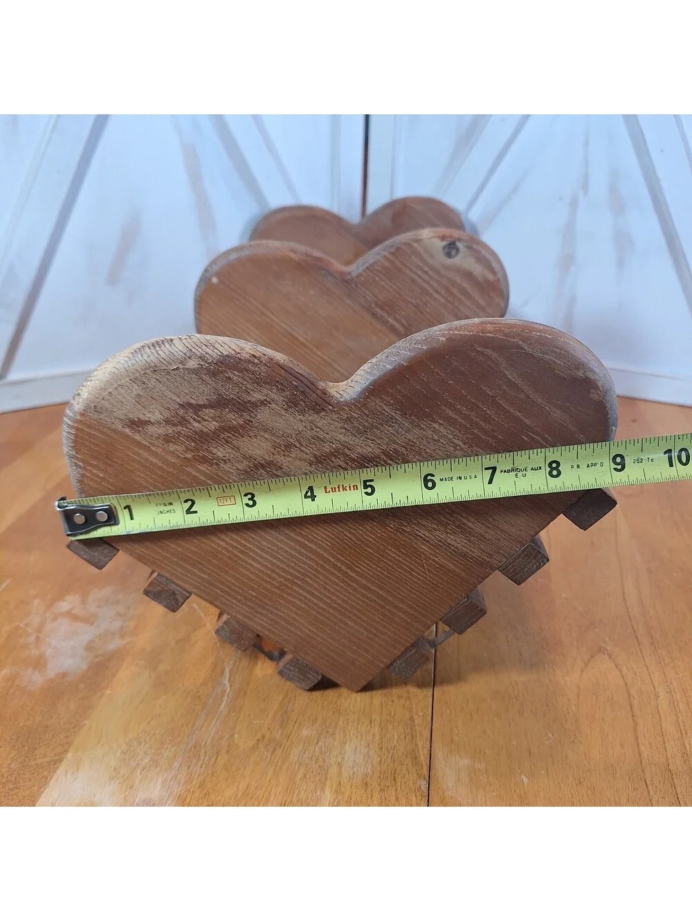 VTG Solid Wood Heart Shape Tiered Corner Trinket Shelf 19
